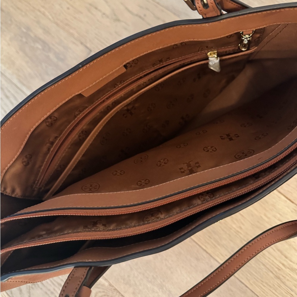 Tory Burch Brown Leather Robinson Tote - Picture 4 of 5